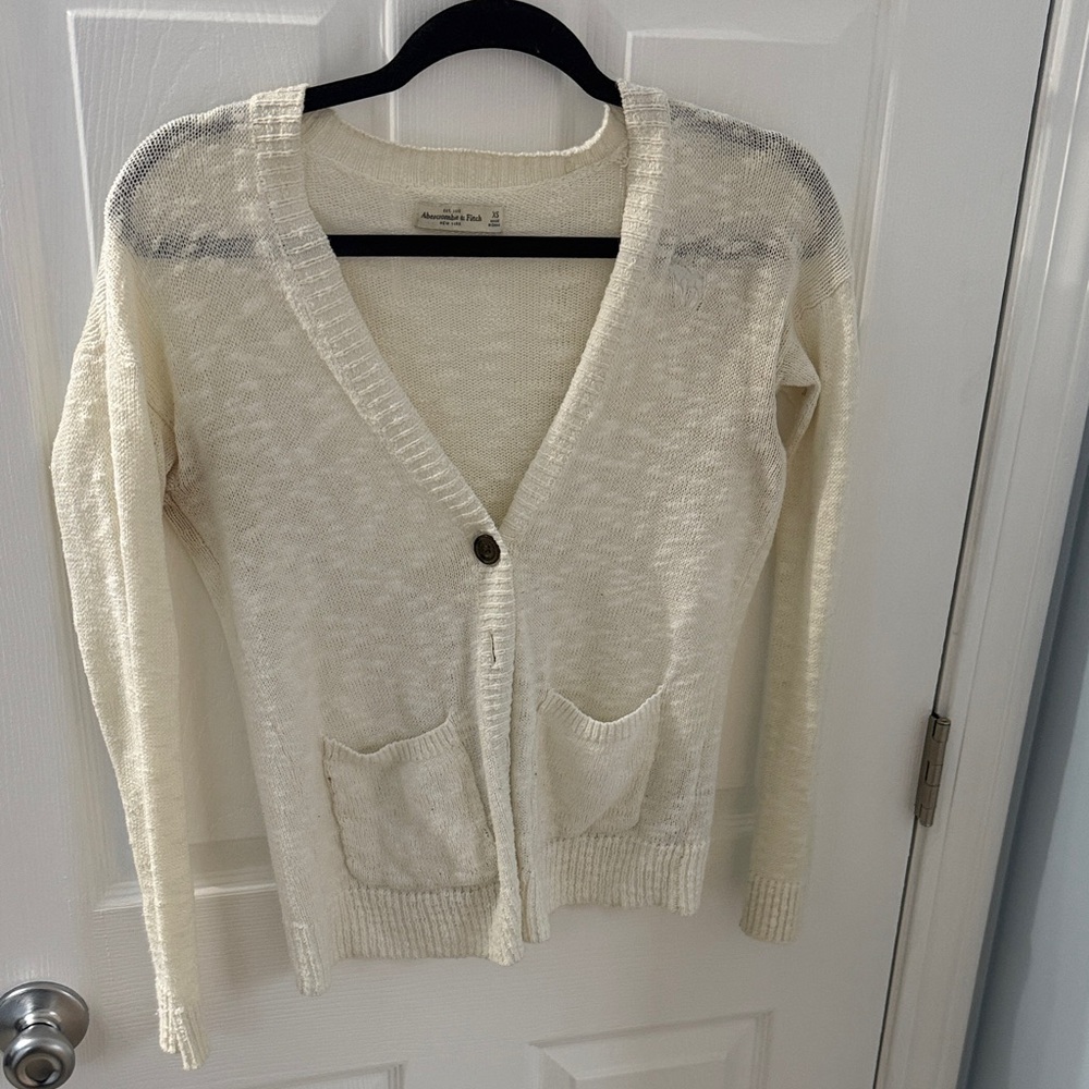 Abercrombie & Fitch Cream Cardigan Sweater